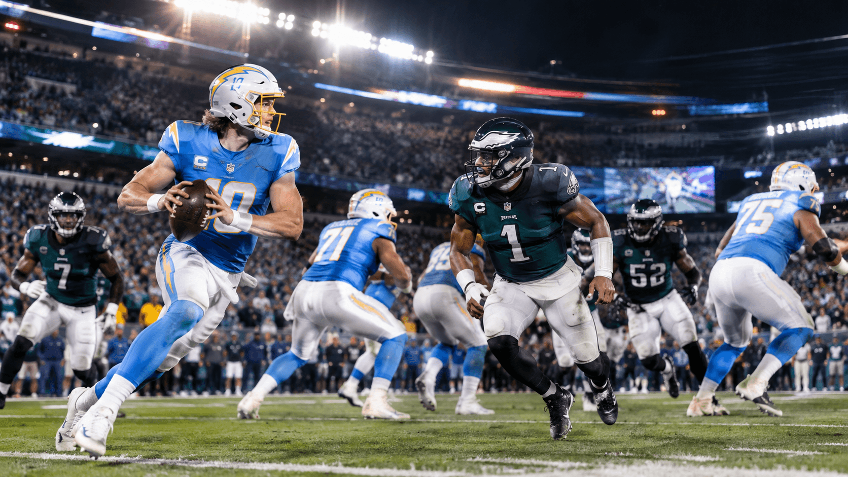 Chargers Quarterback Under Nighttime Pressure