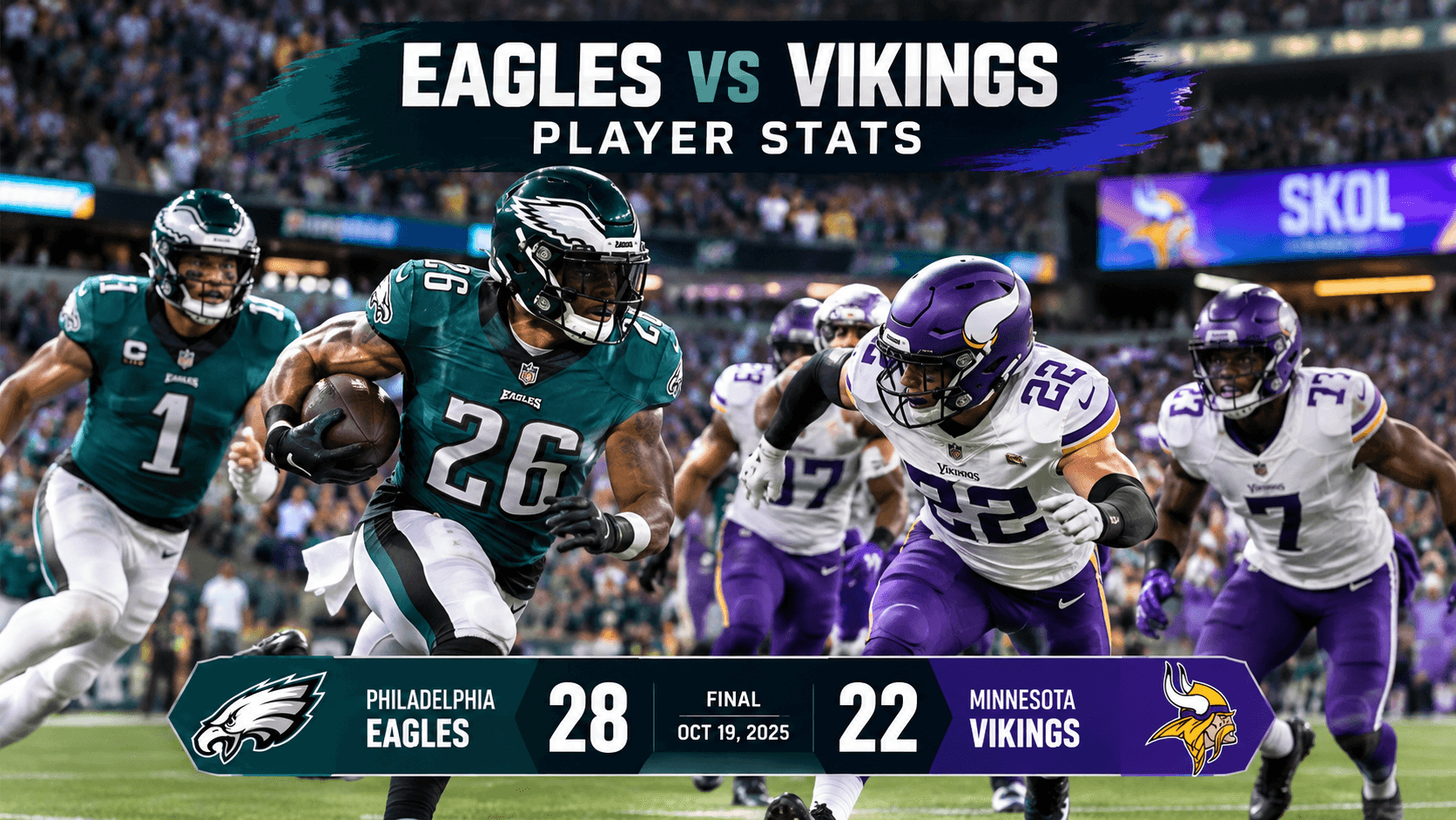 Eagles vs Vikings Player Stats Graphic